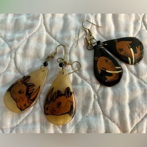 Set of African Elephant & Rhino Handcrafted Earrings